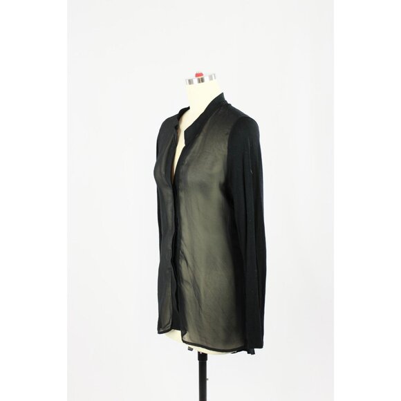 INTIMISSIMI Black Sheer Chiffon Jersey Long Sleevve Button Up Shirt, Size M - Picture 4 of 12